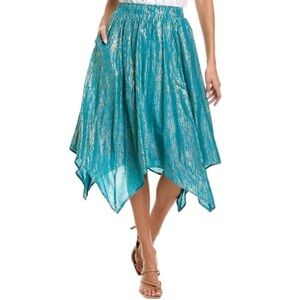 Elegant Teal Handkerchief Hem Skirt